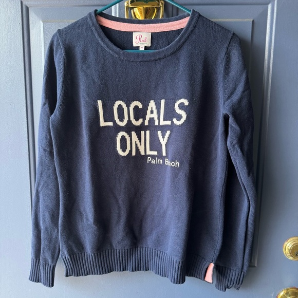 Pink Pineapple Sweaters - Pink Pineapple Navy 'Locals Only' Palm Beach Sweater